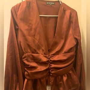 Brown Button Up Blouse